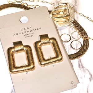 Zara Squared Broche-Style Earrings